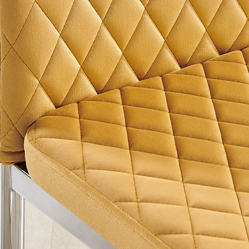 Furniturebox Lucia Valera 4 Seater Round Dining Set Black Gloss Mustard Yellow and Chrome Image 6