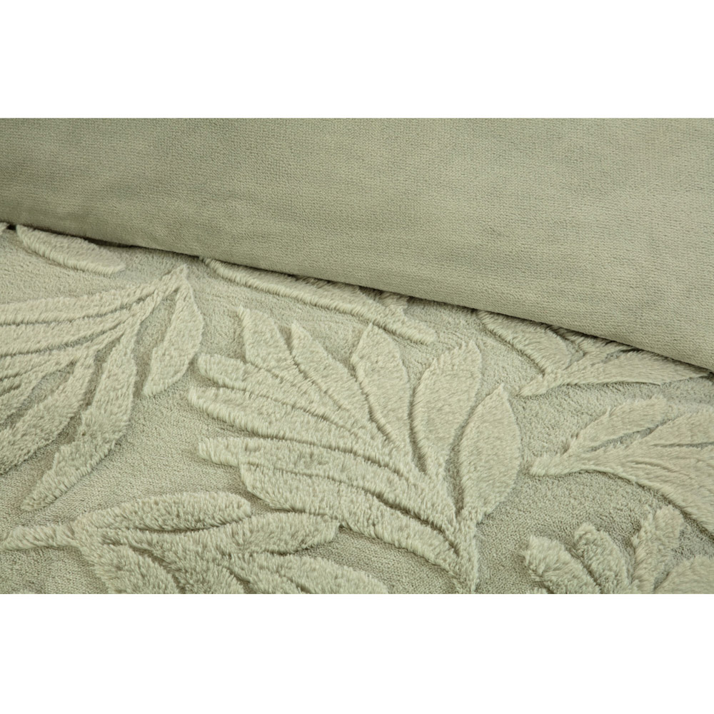 Embossed Leaves Faux Fur Duvet Set Sage Double Image 5