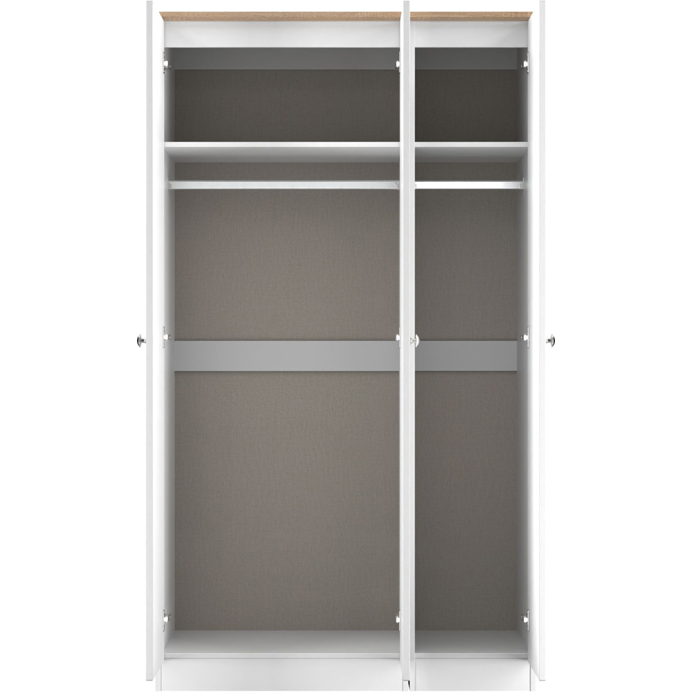 Crowndale Sussex 3 Door White Ash and Bardolino Oak Tall Mirror Wardrobe Ready Assembled Image 6