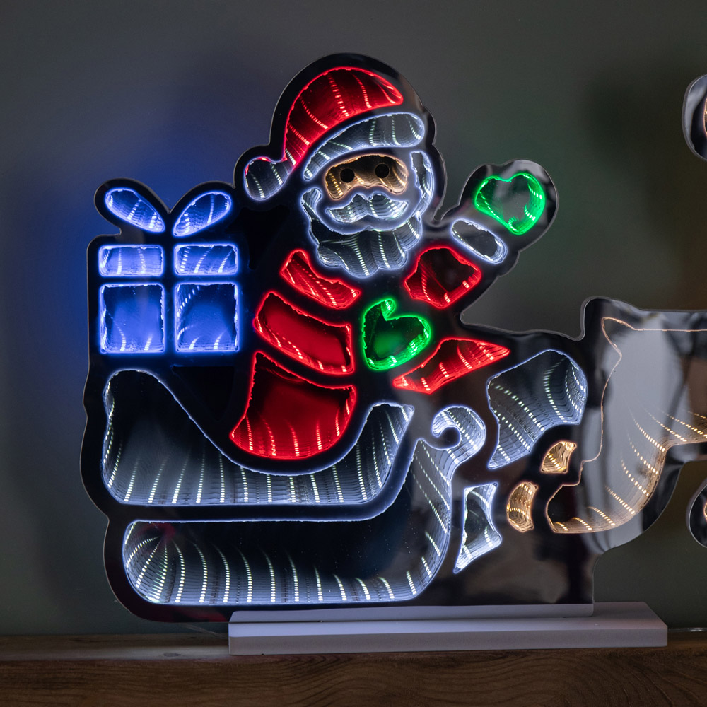 Samuel Alexander Light Up Santa with Present Christmas Infinity Mirror 60cm Image 3