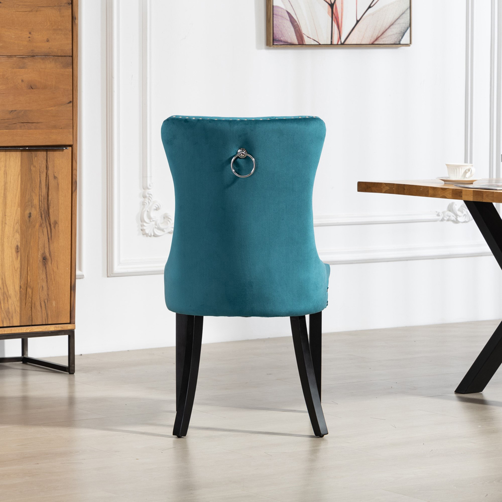 Artemis Home Ceres Set of 2 Teal Velvet Fabric Dining Chair Image 5