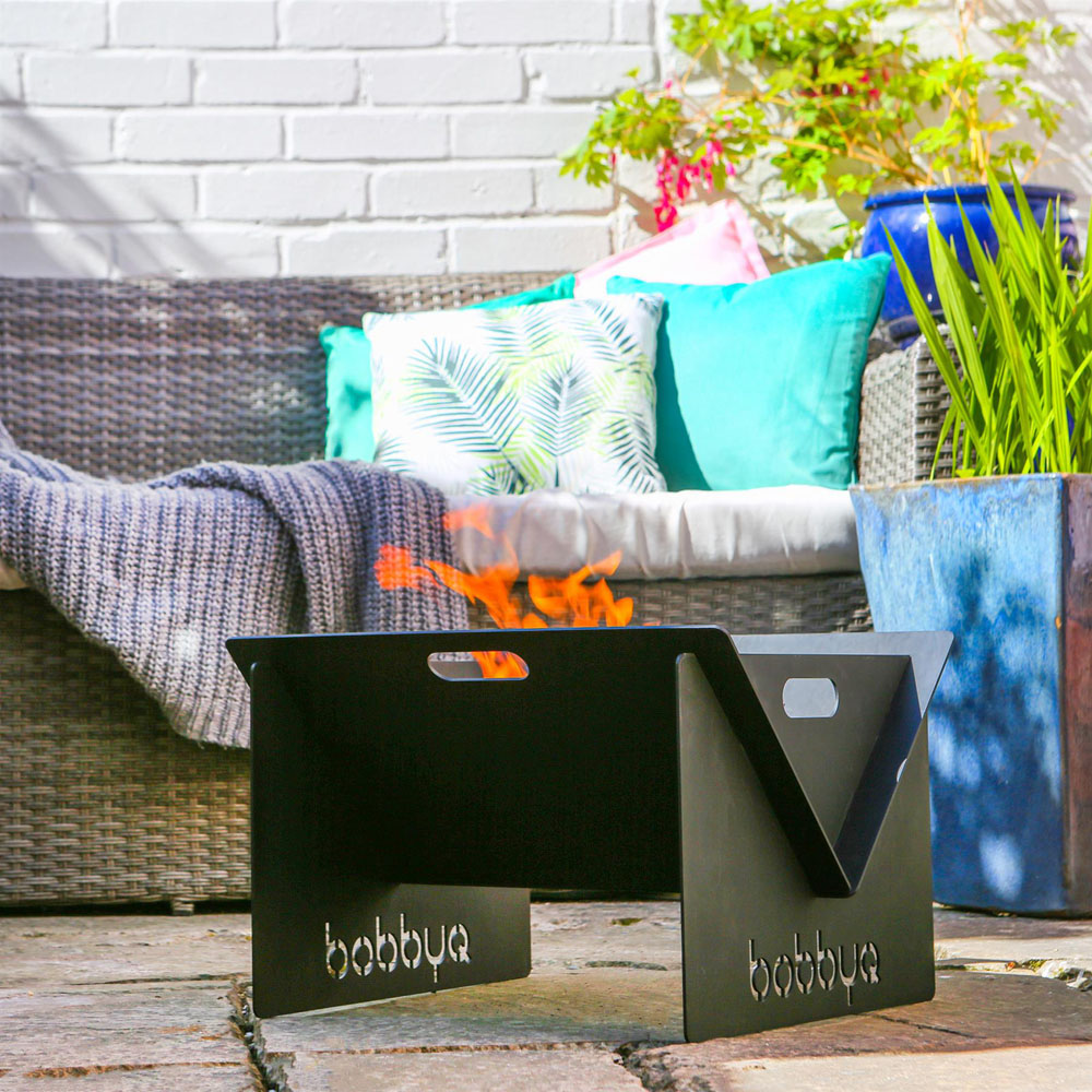 BobbyQ Black Portable Flat Pack Fire Pit 40 x 46cm Image 2