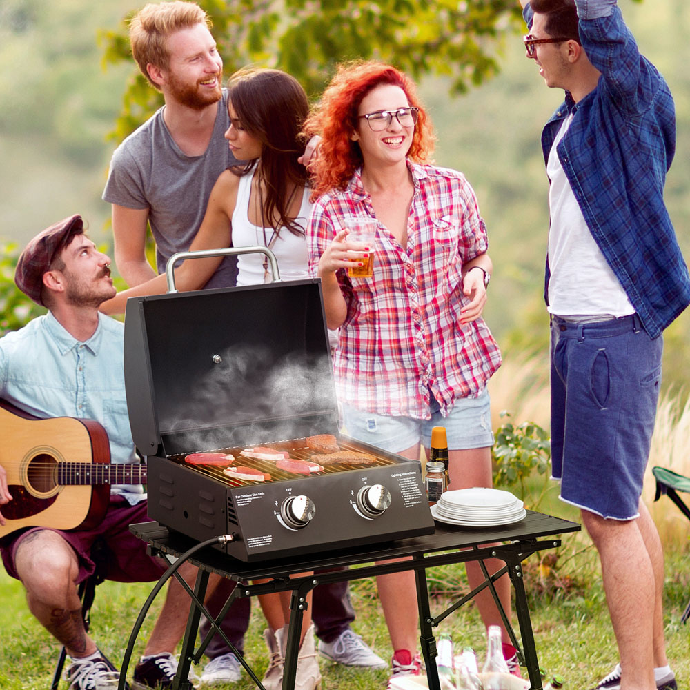 Outsunny Black 2 Burner Compact Foldable Tabletop Gas BBQ Grill Image 2