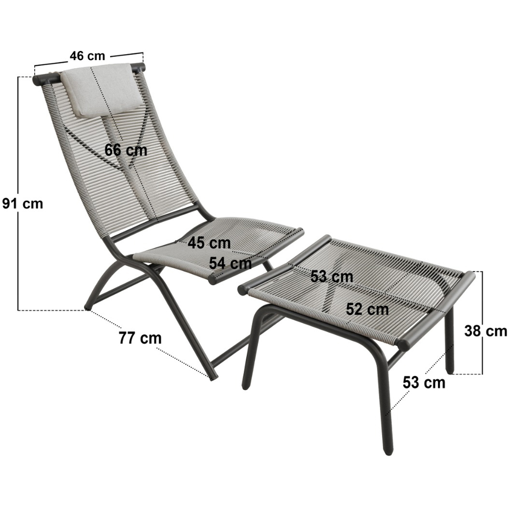 SOLACE+CO Esen Brown Garden Lounge Chair with Footstool Image 5