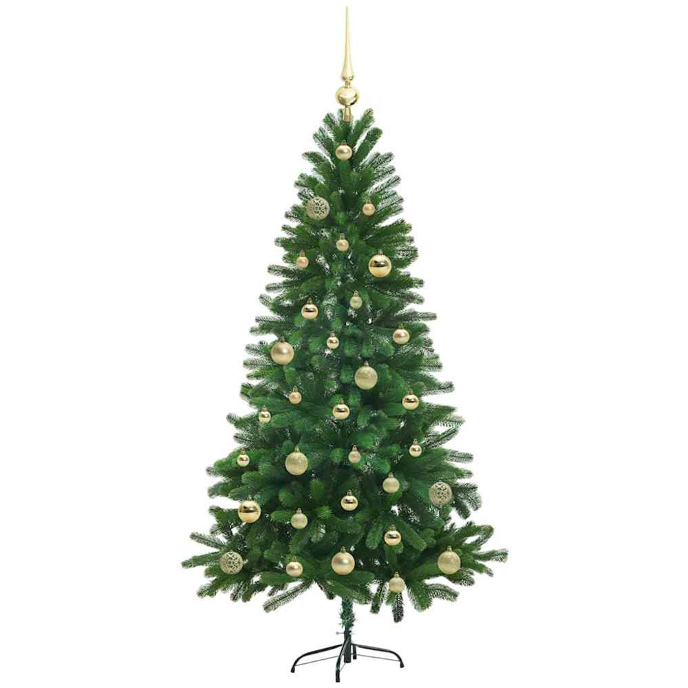 vidaXL Pre-Lit Gold Baubles Green Artificial Christmas Tree 5ft Image 4