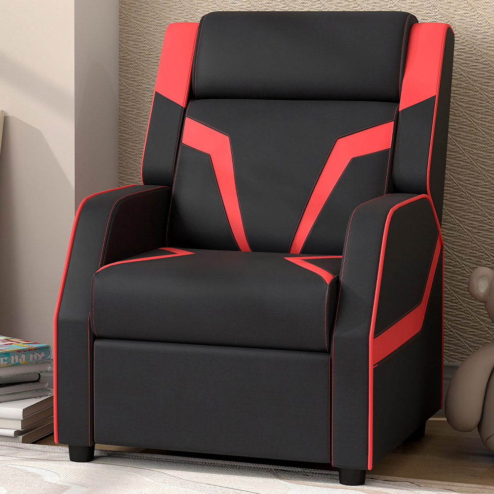 AIYAPLAY 2 in 1 Black PU Leather Kids Recliner Image 1