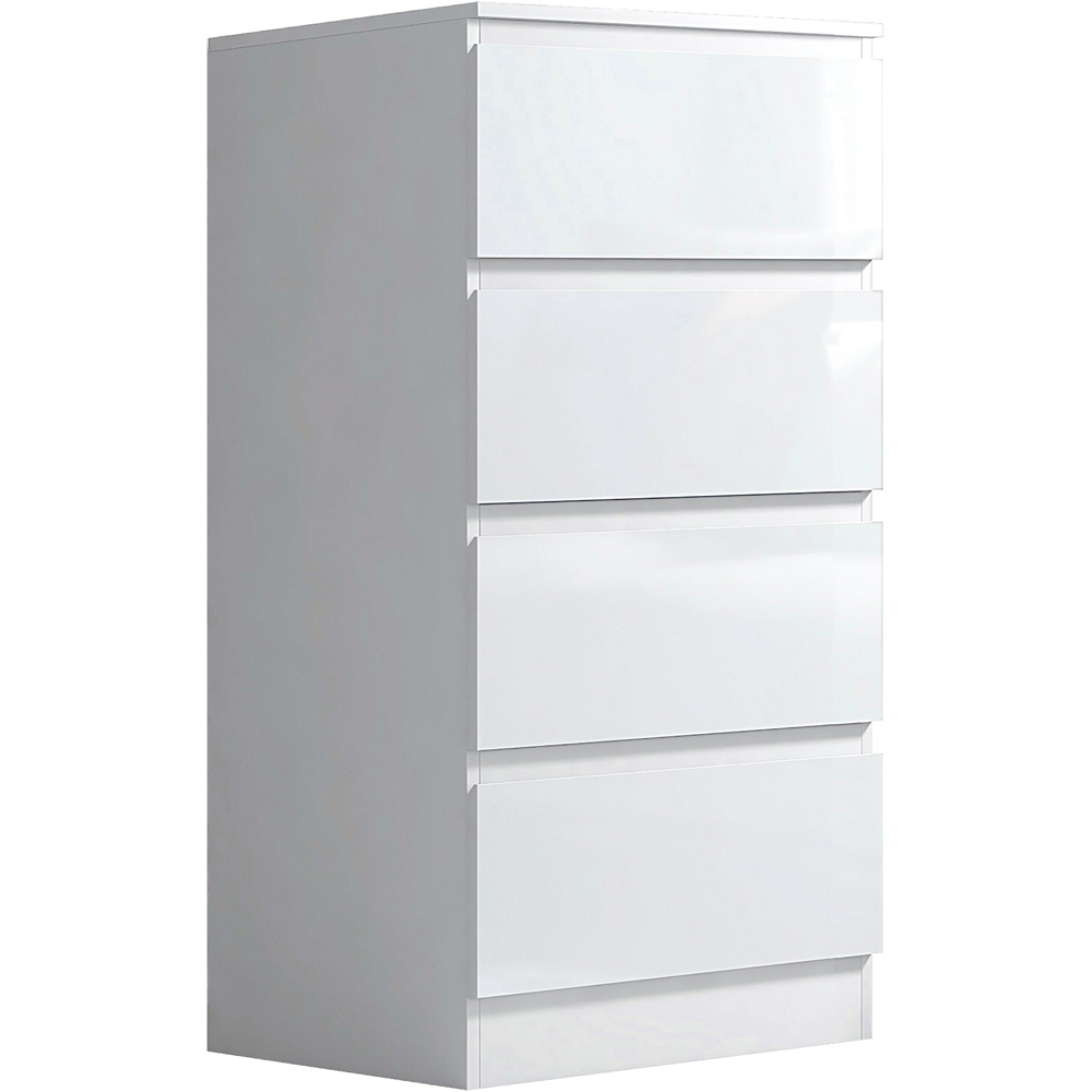 FWStyle Stora 4 Drawer White Gloss Chest of Drawers Image 2