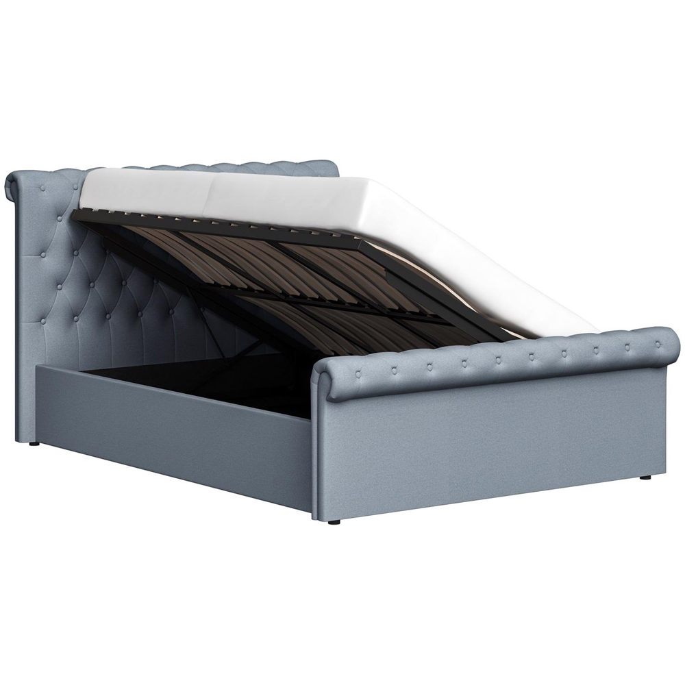 FWStyle Abbey Double Steel Grey Side Lift Ottoman Bed Frame with Scroll Buttoned Headboard Image 6