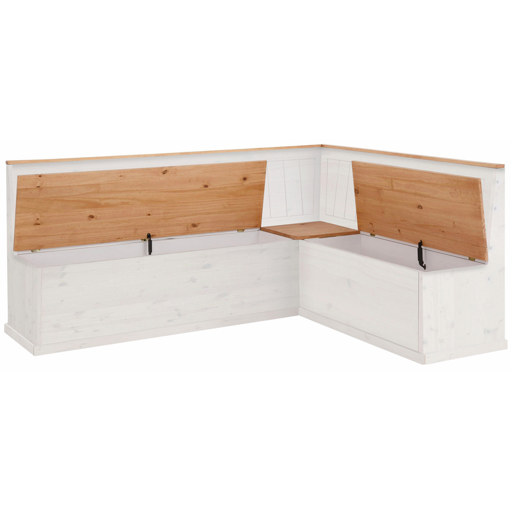 Loft24 Sara 4 Seater White Solid Pine Wood L-Shaped Corner Kitchen Bench Image 4