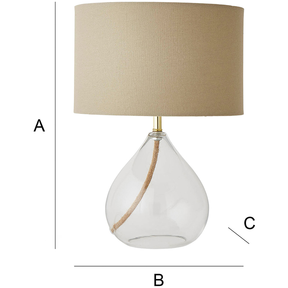 ValueLights Eloise Natural Linen Drum Shade Clear Glass Teardrop LED Table Lamp Image 7