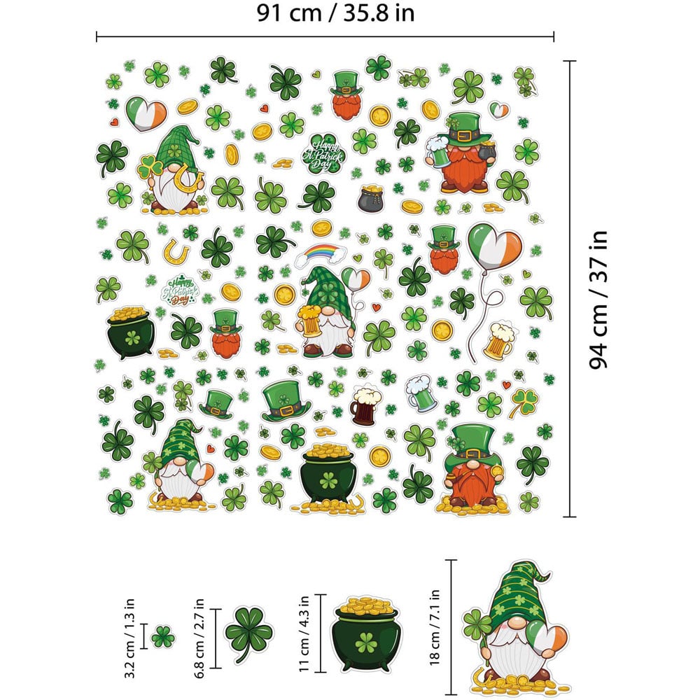 Walplus St Patrick's Day Shamrock Gnomes Window Clings Image 4