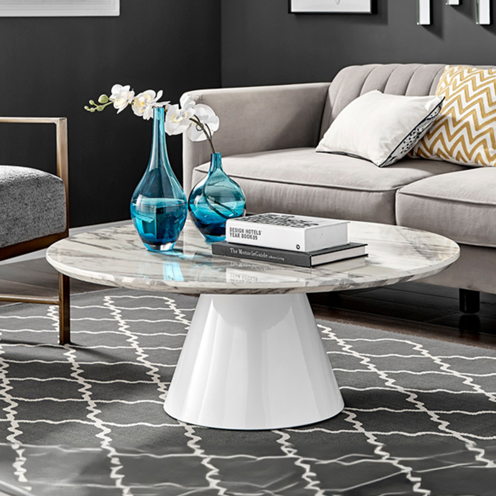 Furniturebox Nova White Marble Effect Coffee Table Image 1