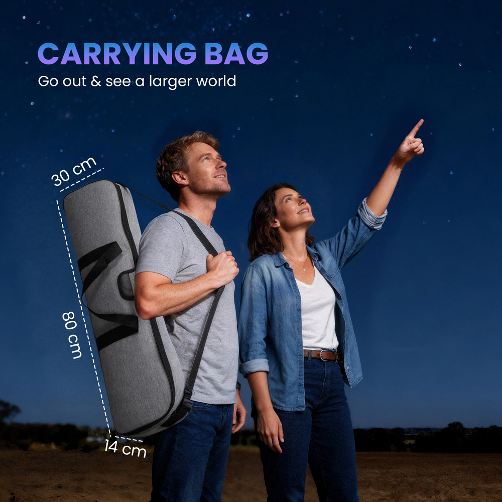 Outsunny White 80mm Aperture Refractor Astronomy Telescope with Carry Bag Image 3
