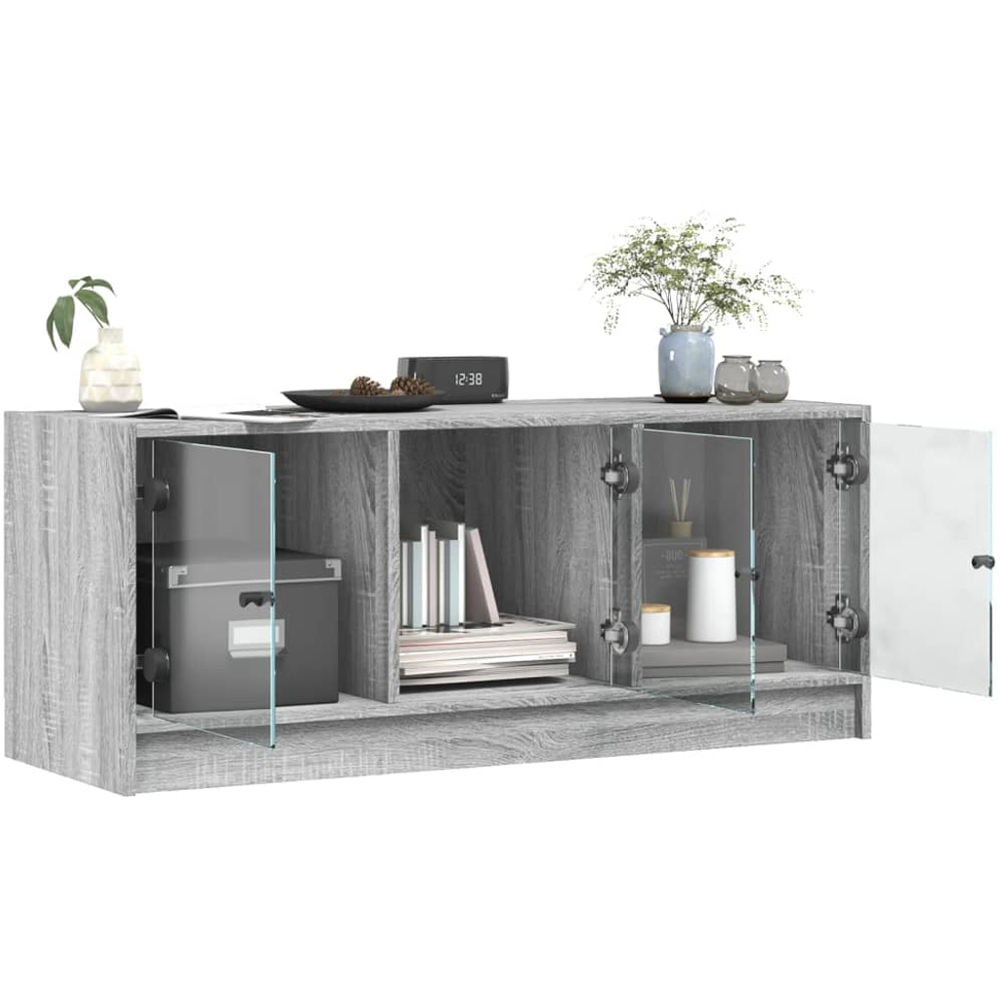 vidaXL 3 Glass Door Grey Sonoma TV Cabinet Image 4