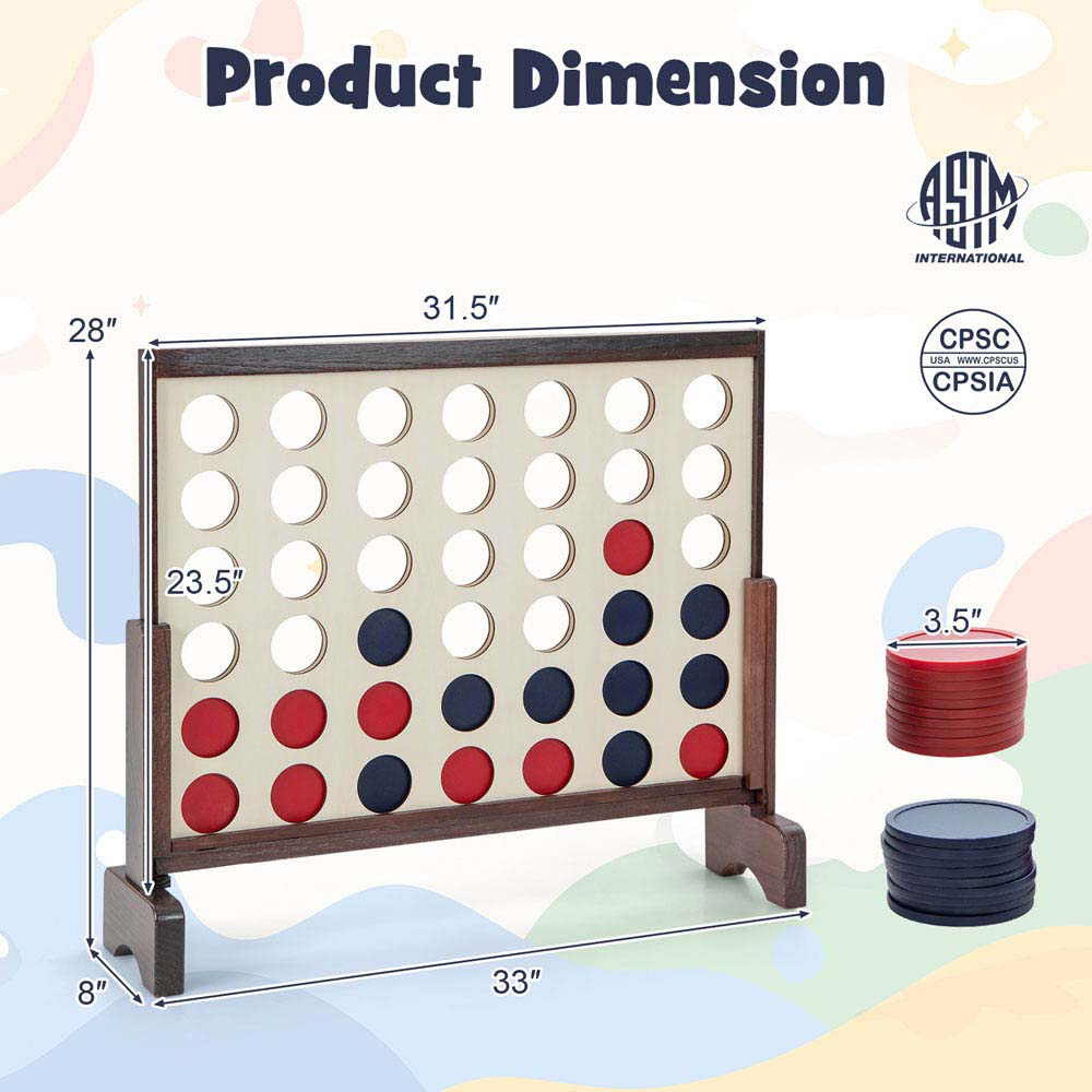 Costway Brown 4 In A Row 42 Piece Play Set Image 4