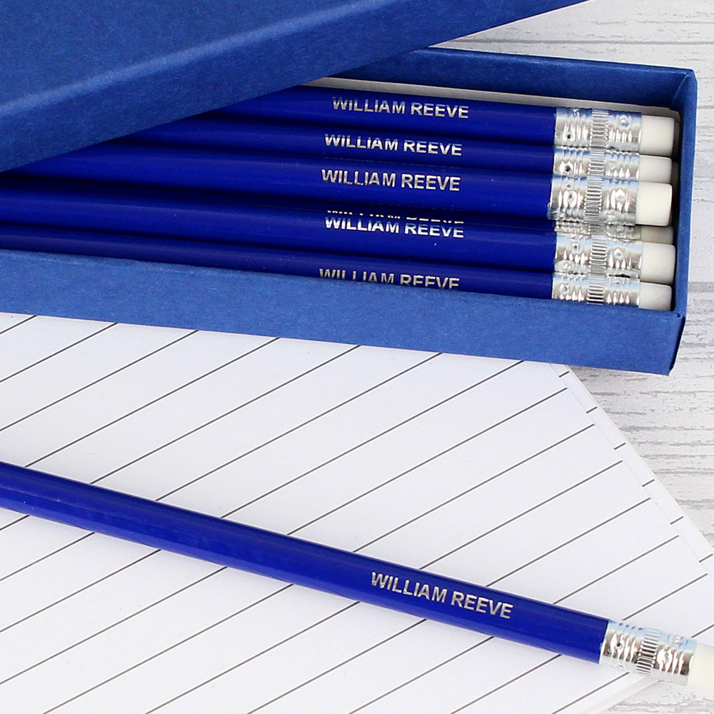 Personalised Memento Blue HB Pencils 12 Pack Image 2