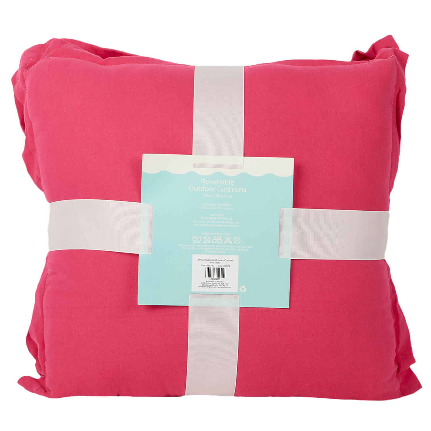Pack of 2 Reversible Outdoor Cushions - Pink Image 3