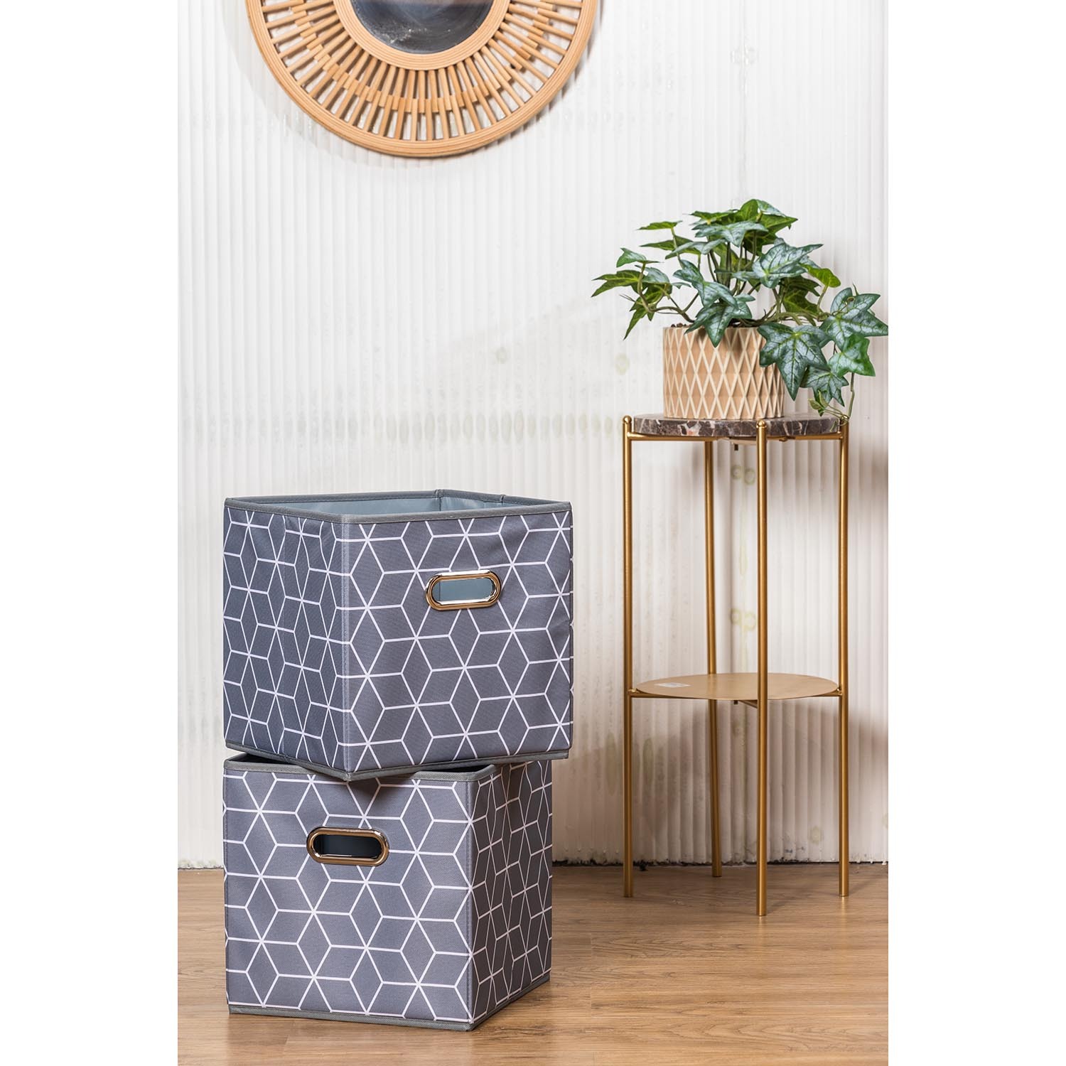 Grey Geo Cube Storage Basket Image 2