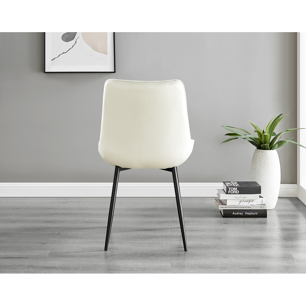 Furniturebox Cesano Set of 2 Cream and Black Velvet Dining Chair Image 5
