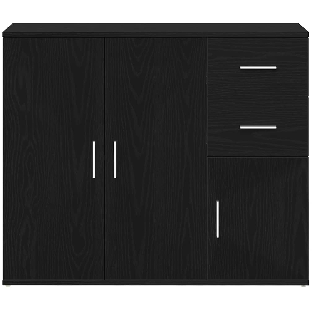 vidaXL 3 Door 2 Drawer Black Wooden Sideboard Image 3