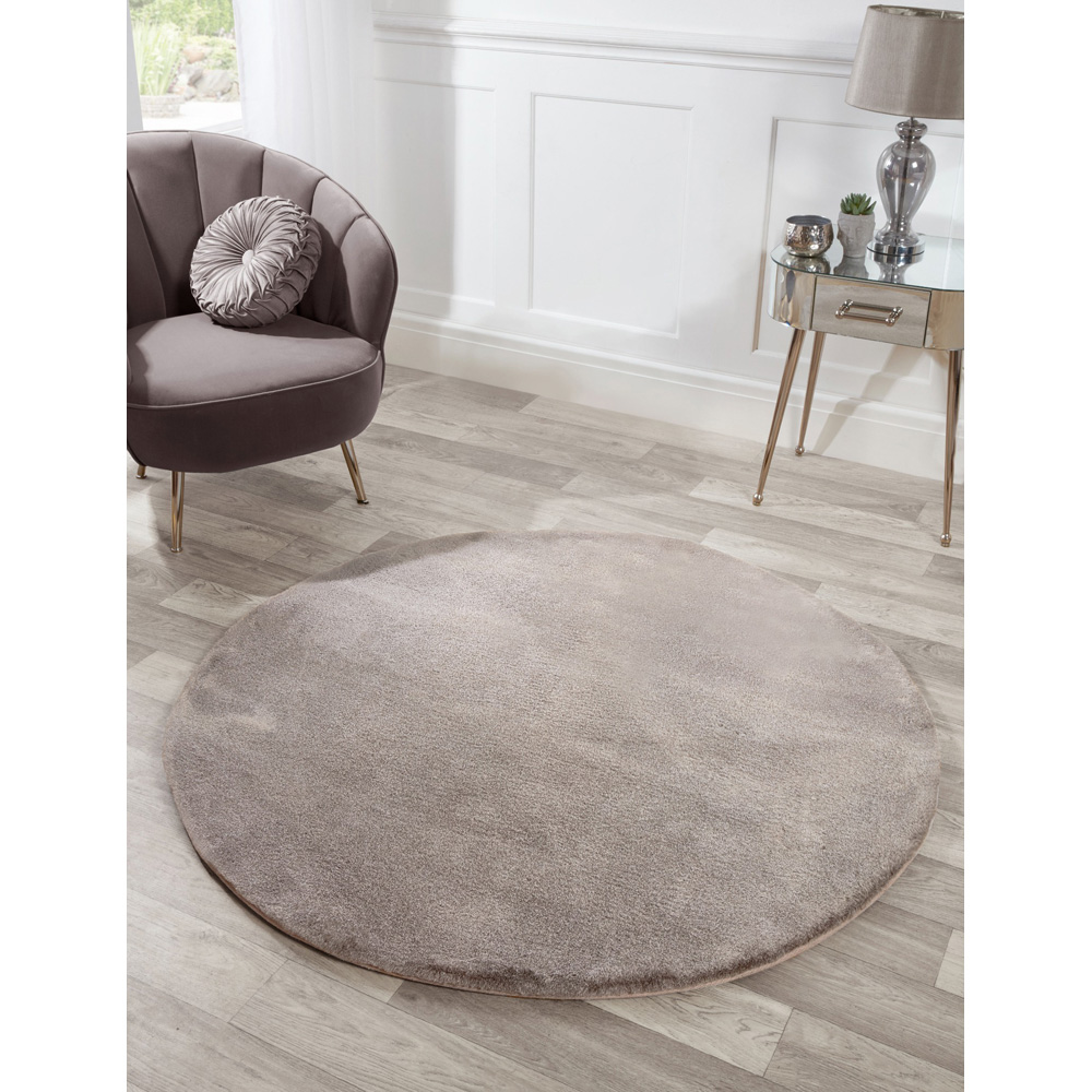 Portland HMC Tipped Luxe Fur Warm Mink Plain Rug 133 x 133cm Image 4