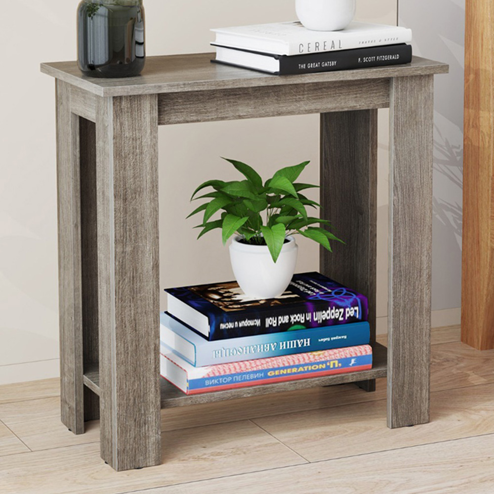 Costway Single Shelf Grey End Table Image 1