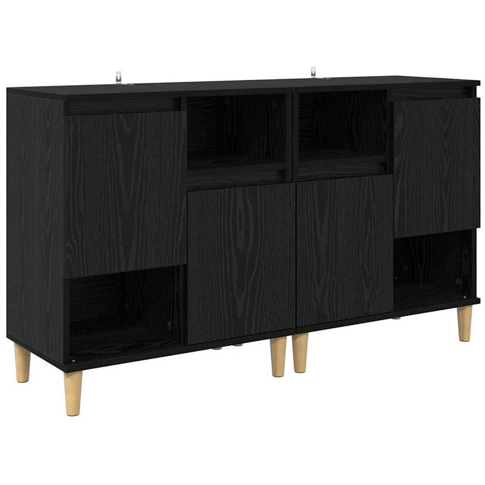 vidaXL 2 Door 2 Shelf Black Oak Compact Sideboard Set of 2 Image 5