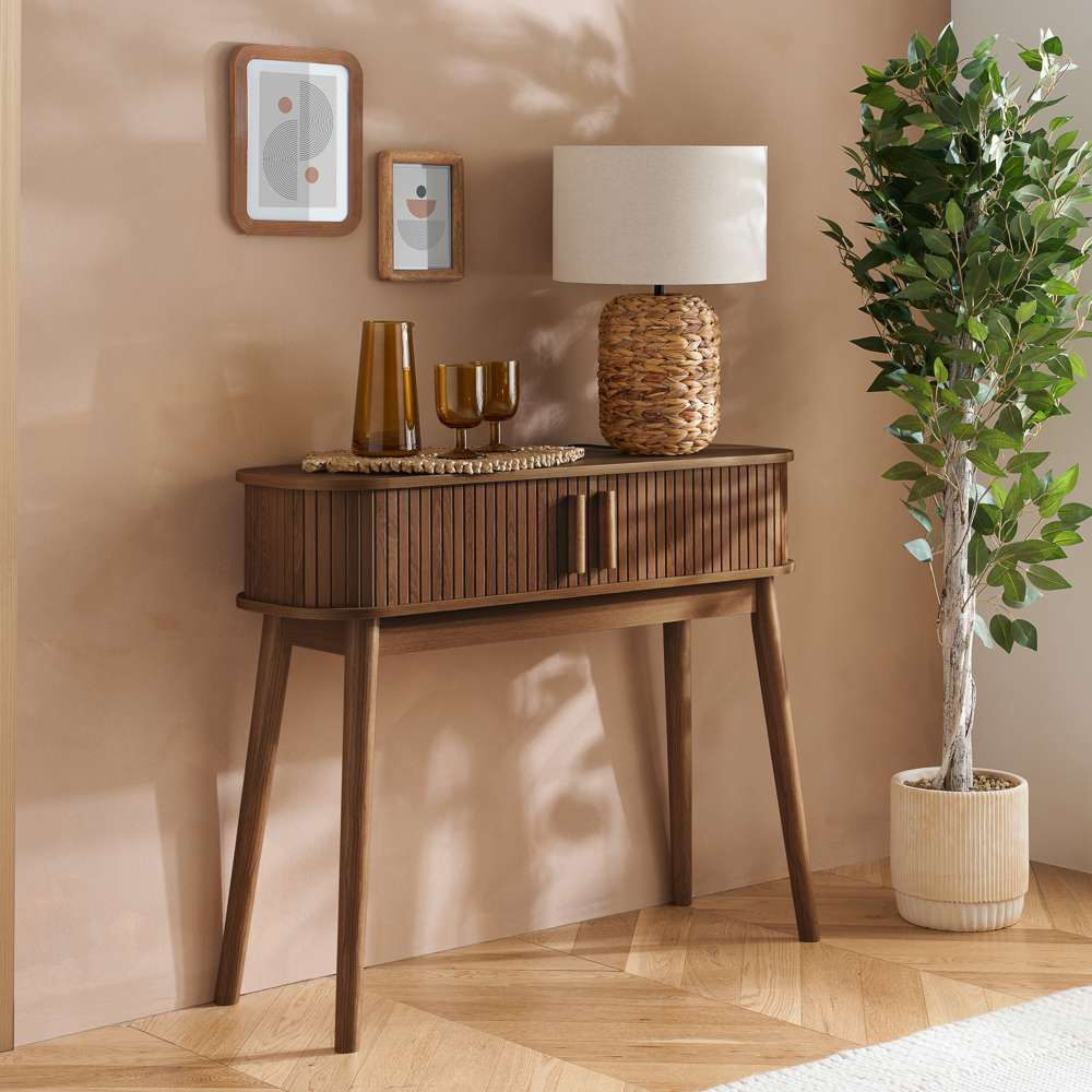 Birlea Axel 2 Door Walnut Fluted Console Table Image 8