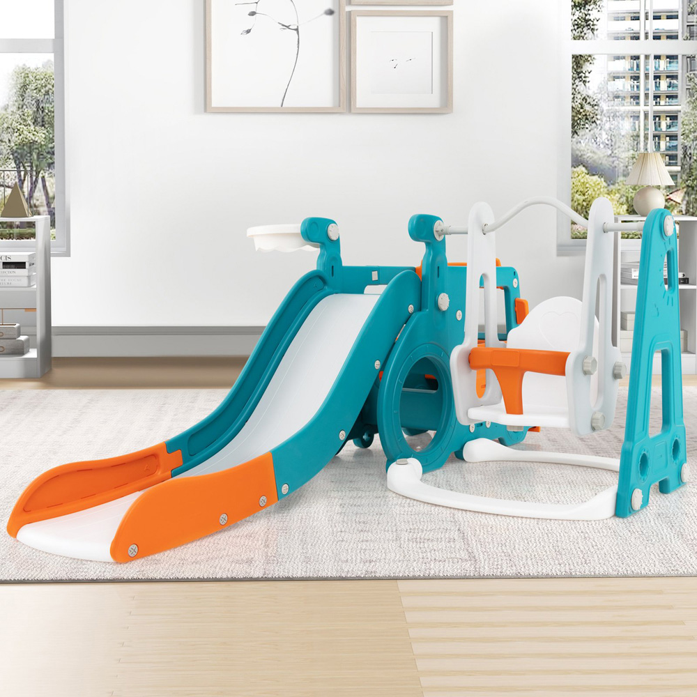 Costway 5-in-1 Kids Multicolour Slide and Swing Set Image 2