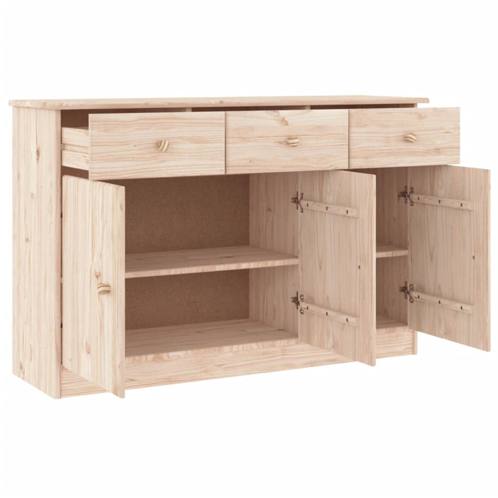 vidaXL Alta 3 Door 3 Drawer Natural Solid Pine Wood Sideboard Image 3
