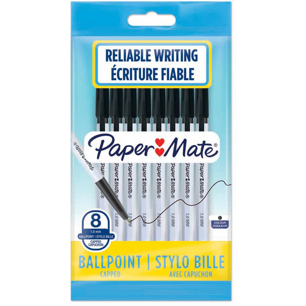 Paper Mate Ballpoint Black Pen 8 pack Image 1