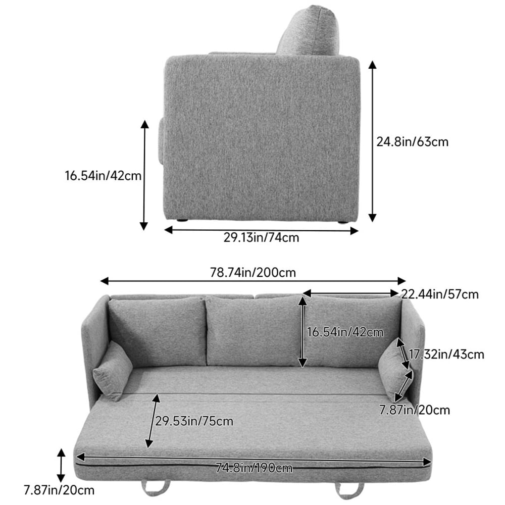 H&O Direct 3 Seater Grey Sofa Bed Image 8