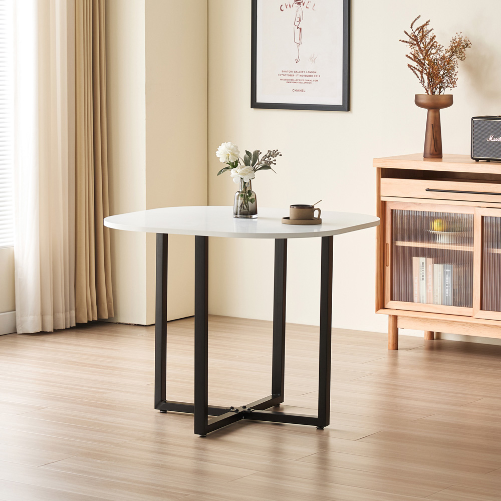 Comfy Living Metal 4 Seater Dining Set White Image 6