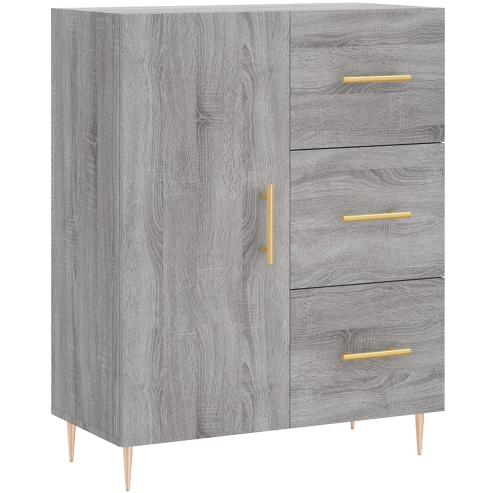 vidaXL Single Door 3 Drawer Grey Sonoma Sideboard Image 2