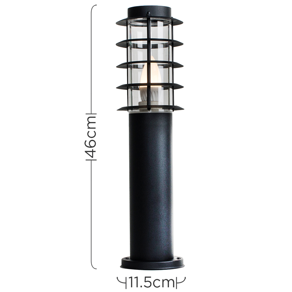 ValueLights Wharf Set of 4 Black Warm White Bulb Bollard Lights Image 6
