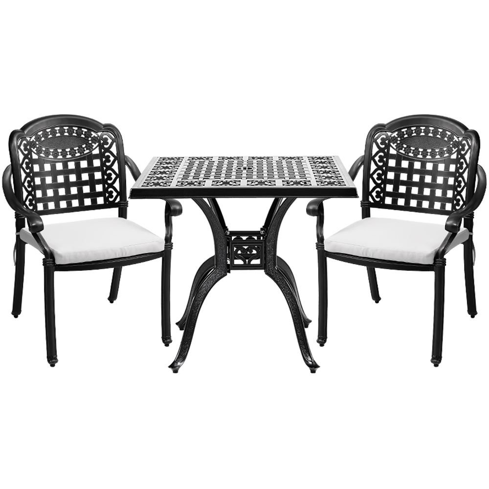 Living and Home 2 Seater Black Cast Aluminium Bistro Set Image 2