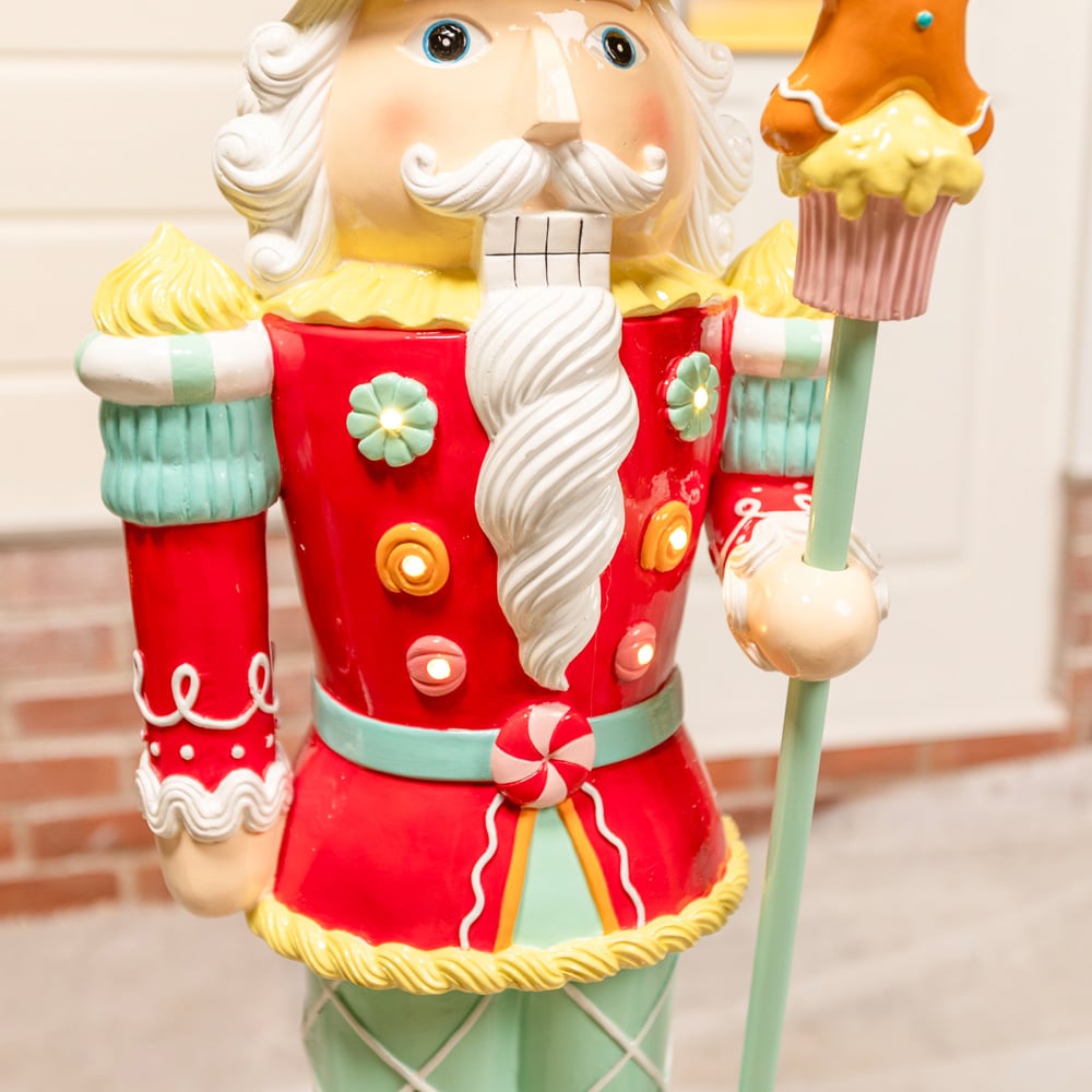The Christmas Centre Red and Blue Gingerbread LED Lights Nutcracker 4ft Image 3