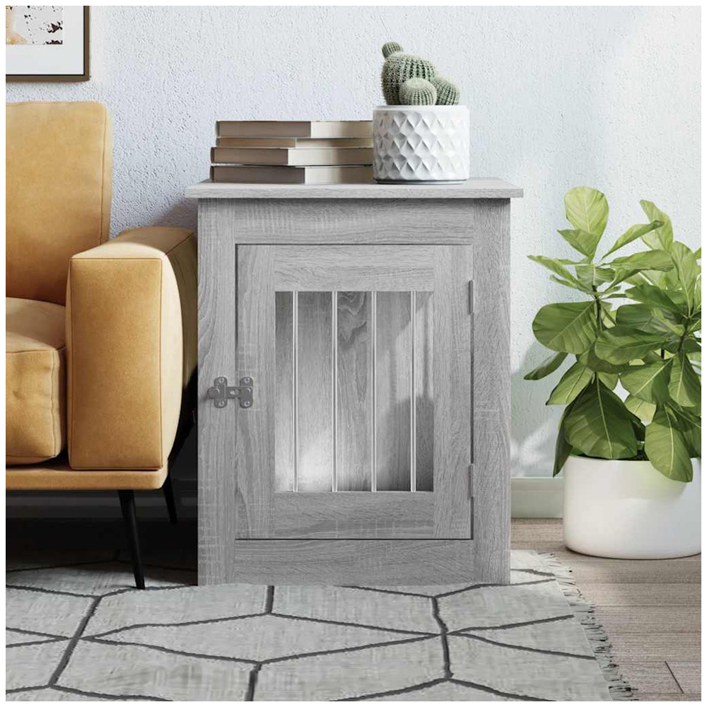 vidaXL Grey Sonoma Engineered Wood Dog Crate Furniture 65 x 55 x 75cm Image 2