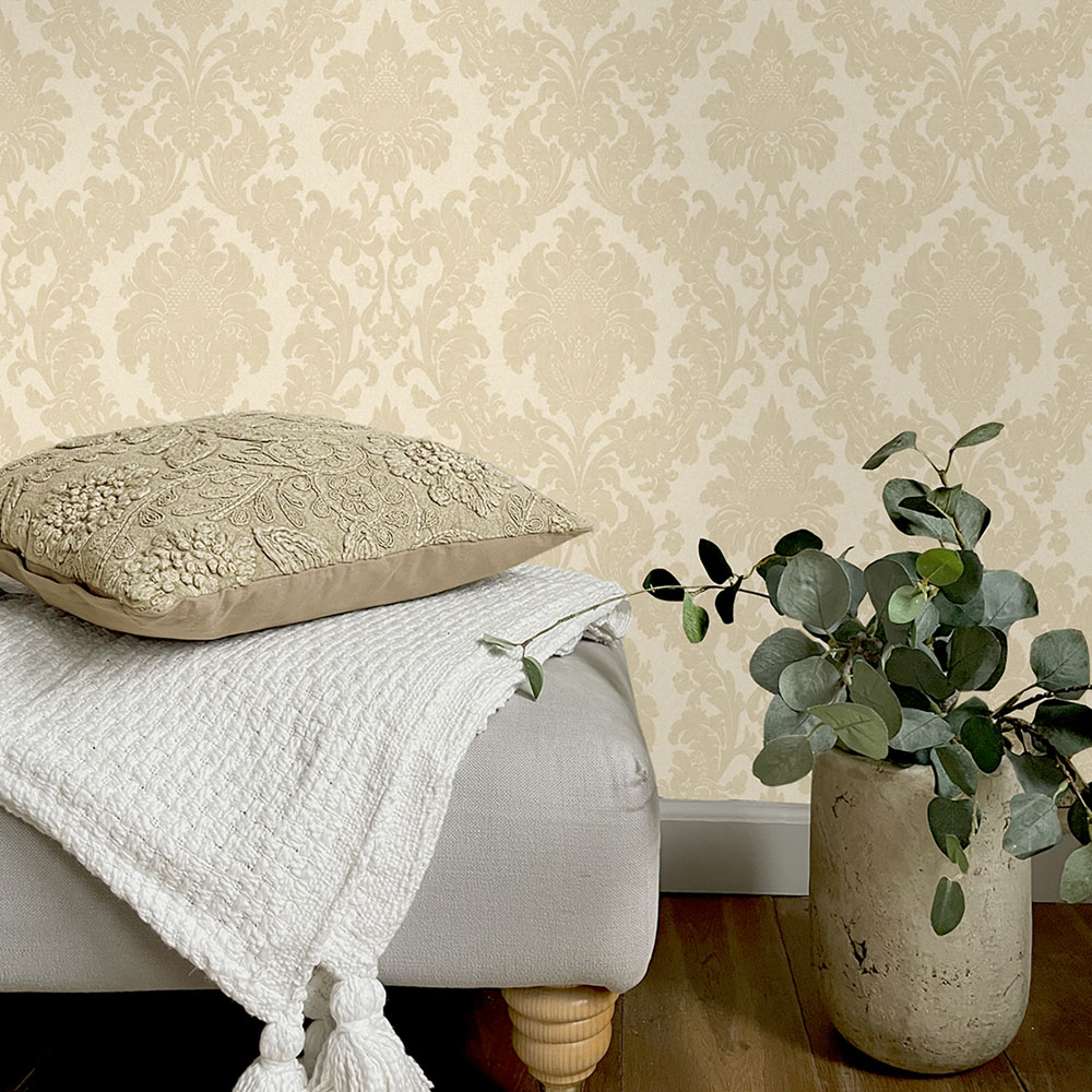 Belgravia Ciara Damask Textured Cream Image 3