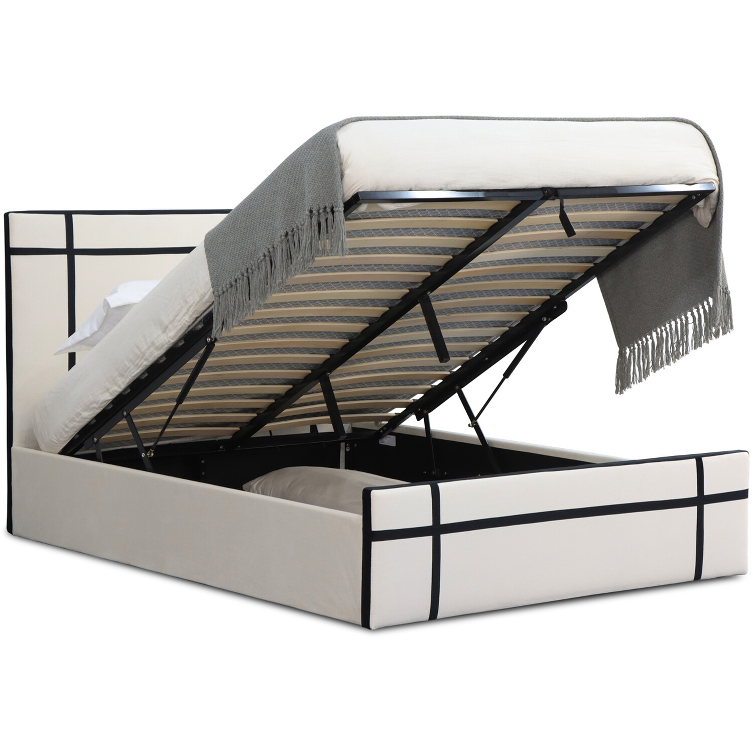 Quinn Double Bed Cream and Black Image 7