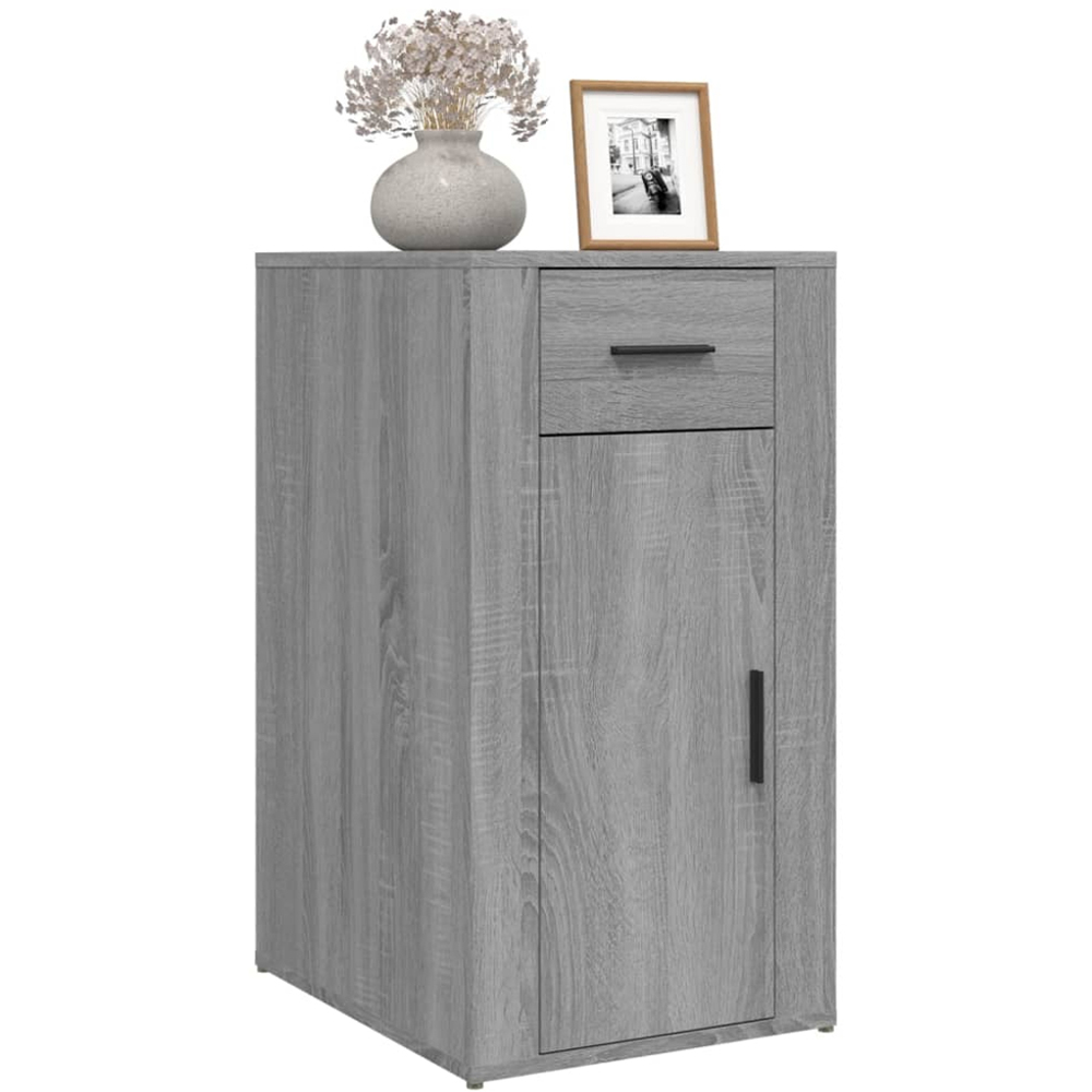 vidaXL Single Door Single Drawer Grey Desk Cabinet Image 3