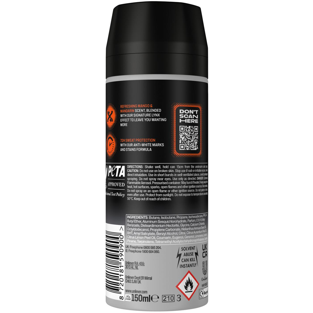 Lynx Sunset Fresh 72H Protection Antiperspirant Aerosol Deodorant Spray 150ml 36 Pack Image 4