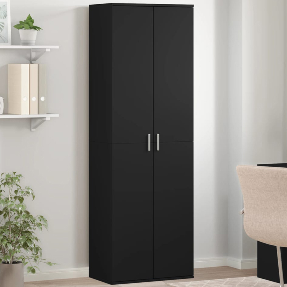 vidaXL 4 Door Black Wooden Highboard Image 1