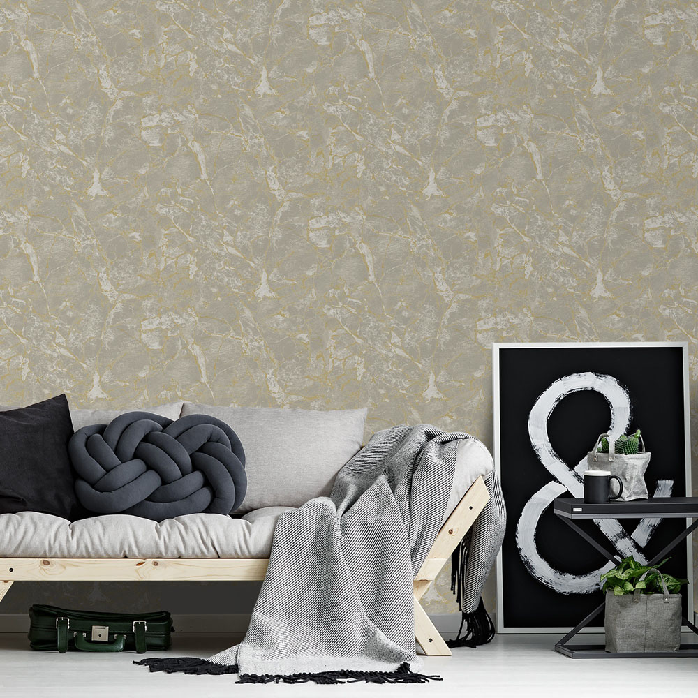 Grandeco Astoria Liquid Marble Textured Neutral Wallpaper Image 2