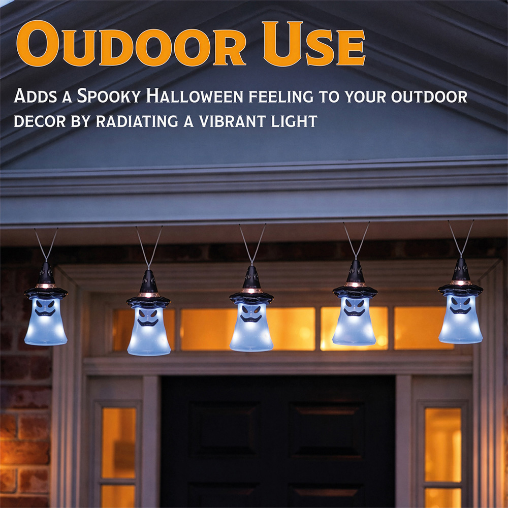 FXLab 8 White LED Acrylic Ghost Outdoor Halloween Decoration Set of 5 Image 4