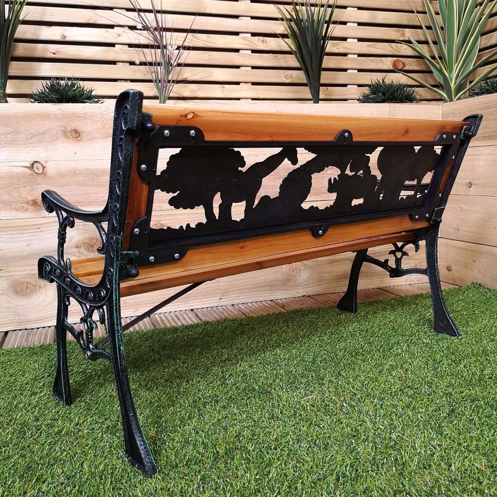 Samuel Alexander Kids 2 Seater Wooden and Cast Iron Garden Bench Image 7
