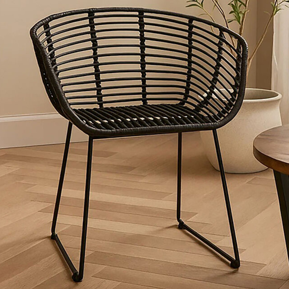 Premier Housewares Lagom Black Natural Rattan Chair Image 1