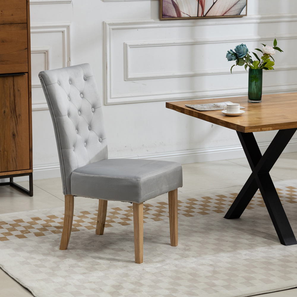 Artemis Home Pienza Set of 2 Silver Velvet Dining Chairs Image 3