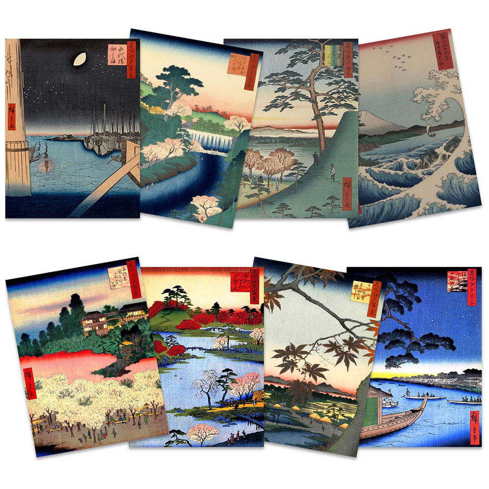 Wee Blue Coo Utagawa Hiroshige Japanese Woodblock Ukiyo-e Wall Art Print 30 x 41cm 8 Pack Image 1