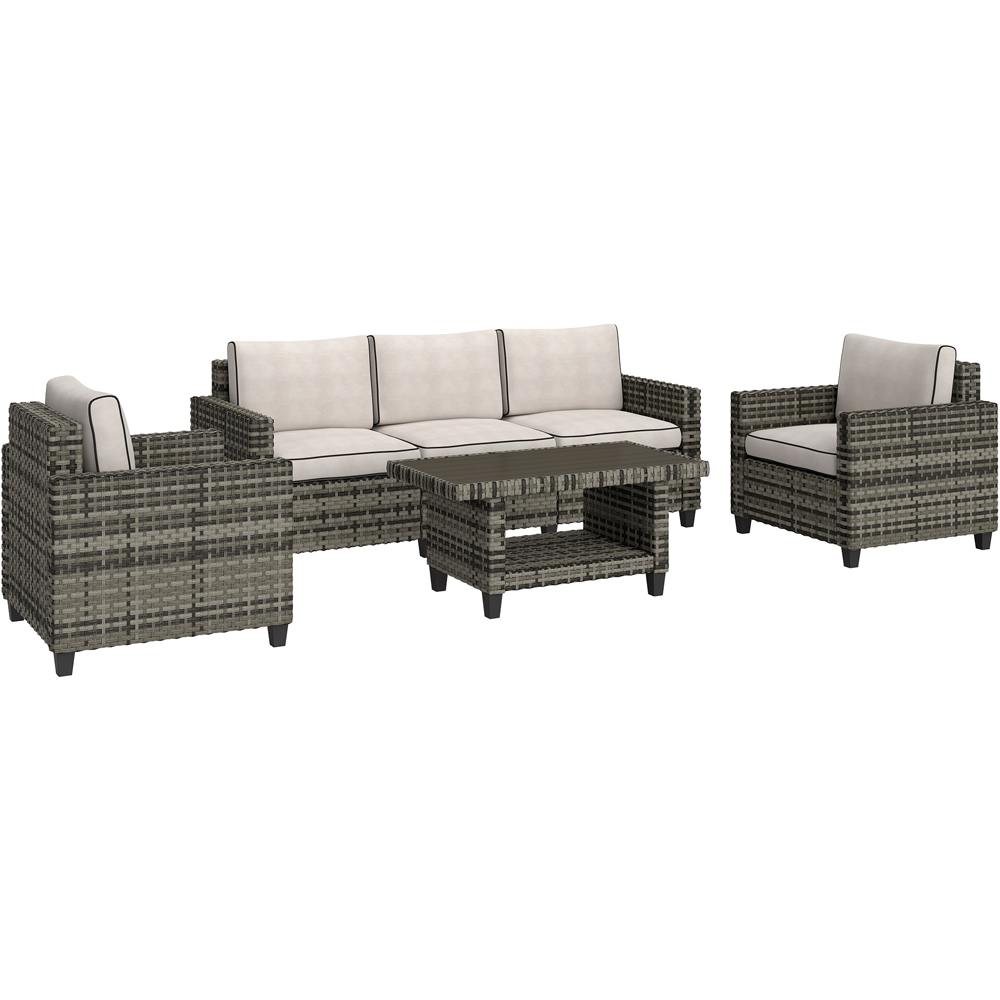 Outsunny 5 Seater Light Grey Wicker Outdoor Furniture Set Image 2